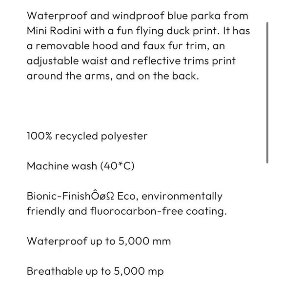 Mini Rodini K2 Wild Duck Padded Parka Winter Coat Navy 128-134 cm 7-9 - Picture 11 of 15